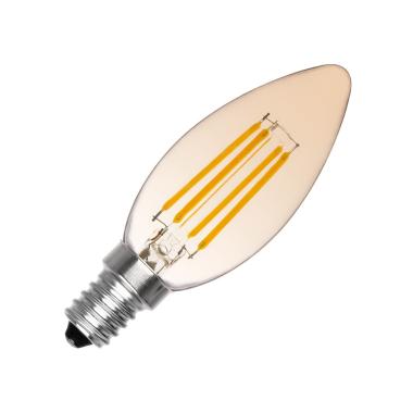 Lâmpada Filamento LED E14 6W 600 lm Regulável C35 Vela Gold