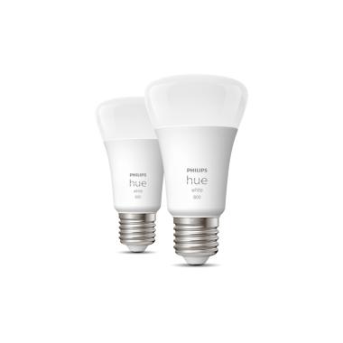 Pack 2 Bombillas Inteligentes LED E27 9W 800 lm A60 PHILIPS Hue White