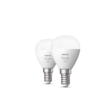 Pack 2 Bombillas Inteligentes LED E14 5.7W 470 lm P45 PHILIPS Hue White