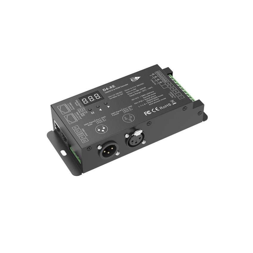 Produto de Controlador Digital RGBW DMX512 12-36V DC conector 3 pines Decoder 4 Canales