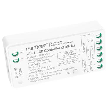Product Controlador Regulador LED Monocolor/CCT 12/24V DC MiBoxer FUT035S+ Compatible con Pulsador
