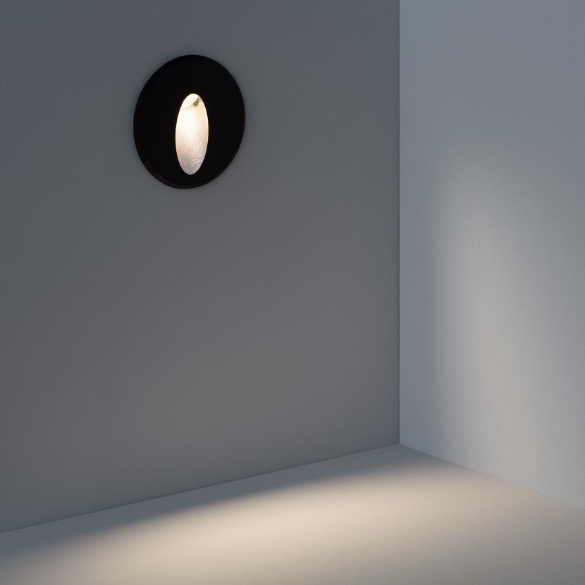 Producto de Baliza Exterior LED 3W Empotrable Pared Circular Negro Oval Wabi