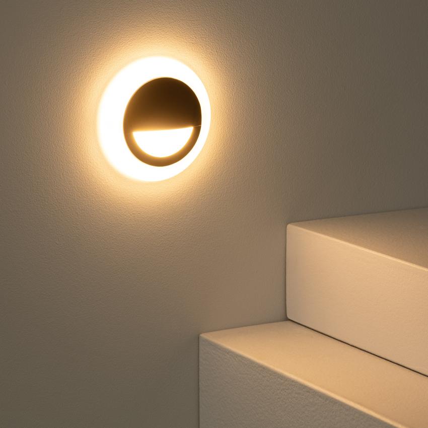 Producto de Baliza Exterior LED 3W Empotrable Pared Circular Negro Occulare