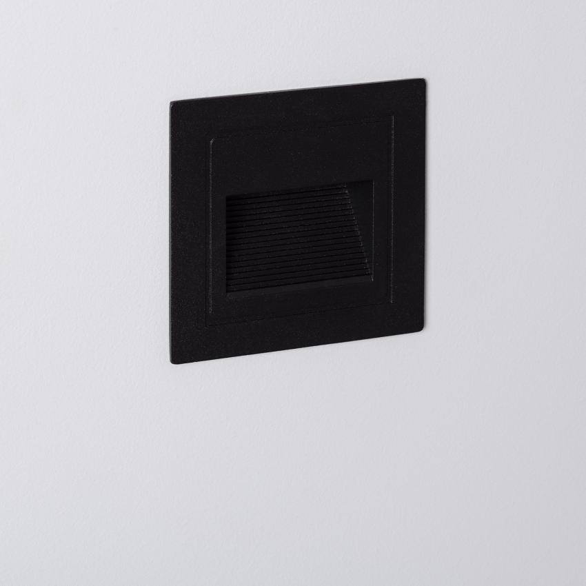 Producto de Baliza Exterior LED 3W Empotrable Pared Cuadrado Negro Wabi
