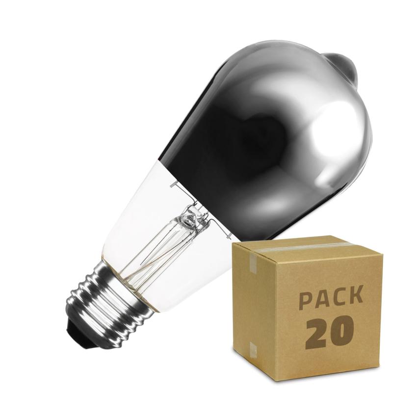 Produto de Caixa de 20 Lâmpadas LED E27 Filamento Regulável 7.5W ST64 Chrome Reflect Big Lemon Branco Quente
