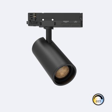 Foco Carril LED Trifásico 30W Fasano Anti-reflexos CCT Regulável Preto