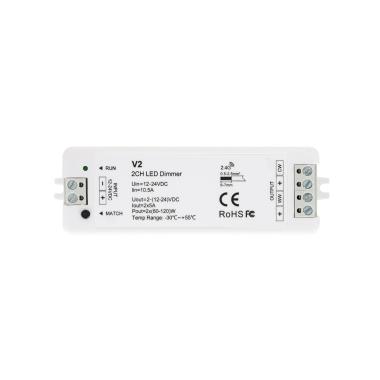 Controlador Regulador Tira LED CCT 12/24V DC 2 Canales compatible con Mando RF