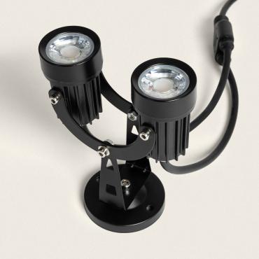 Foco Exterior LED Duplo 6W Superfície Alumínio 14cm Hevlot Preto