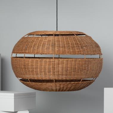 Candeeiro Suspenso Rattan Oblato Bulang Ø800 mm ILUZZIA