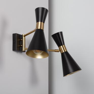 Candeeiro de Parede de Metal 2 Focos Jigger Preto
