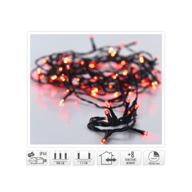 Guirnalda Exterior Cable Negro LED Rojo 9m