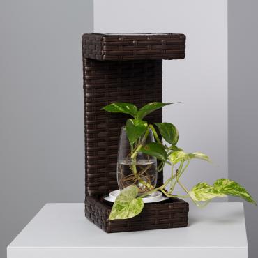 Candeeiro de Mesa Exterior Solar LED Agra Castanho escuro