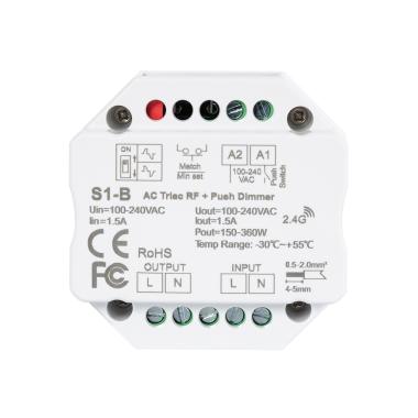 Interruptor Regulador LED TRIAC Compatible con Pulsador y Mando RF