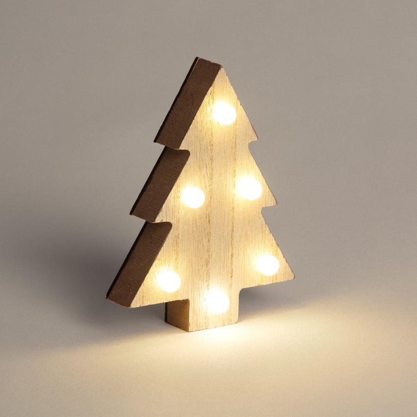Producto de Figura de Navidad Madera LED con Batería Árbol