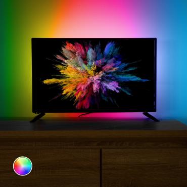 Kit Fitas LED RGB 5V DC 30LED/m com USB para Televisão 2m IP65 RGB