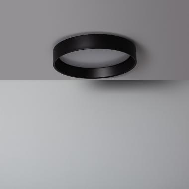 Plafon LED 20W Circular Metal CCT Selecionável Ø450 mm Preto Design
