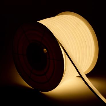 Rolo Neon LED 7,5 W/m Regulável 220V AC 120 LED/m 50m Semicircular 180º Branco Quente IP67 Corte Cada 100 cm 3000K
