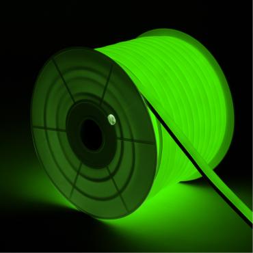 Rolo Neon LED 7,5 W/m Regulável 220V AC 120 LED/m 50m Semicircular 180º Verde IP67 Corte Cada 100 cm Verde