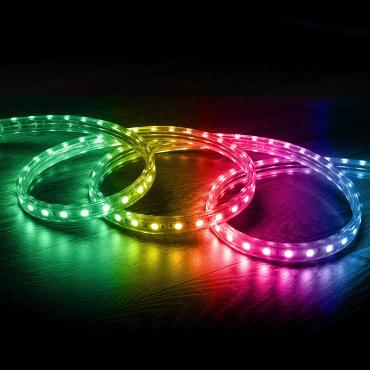 Fita LED RGB 220V AC 60 LED/m IP65 à Medida Largura 16mm Corte cada 100cm Várias opções