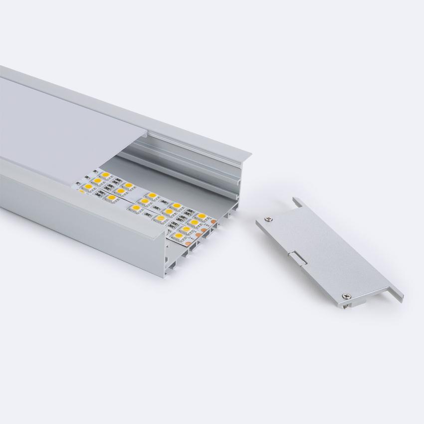 Producto de Perfil Aluminio Empotrable de Gran Tamaño 2m para Tiras LED hasta 60 mm