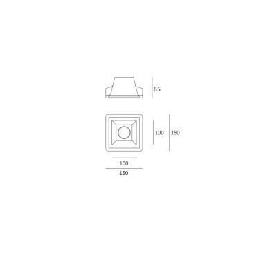 Produto de Aro Downlight Integração em Gesso/Pladur Quadrado para Lâmpada LED GU10 / GU5.3 Corte 153x153 mm UGR17