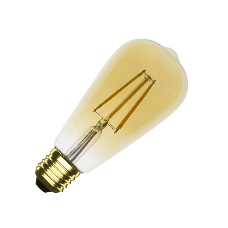 Produto de Lâmpada Filamento LED E27 5.5W 500 lm ST64 Regulável Gold